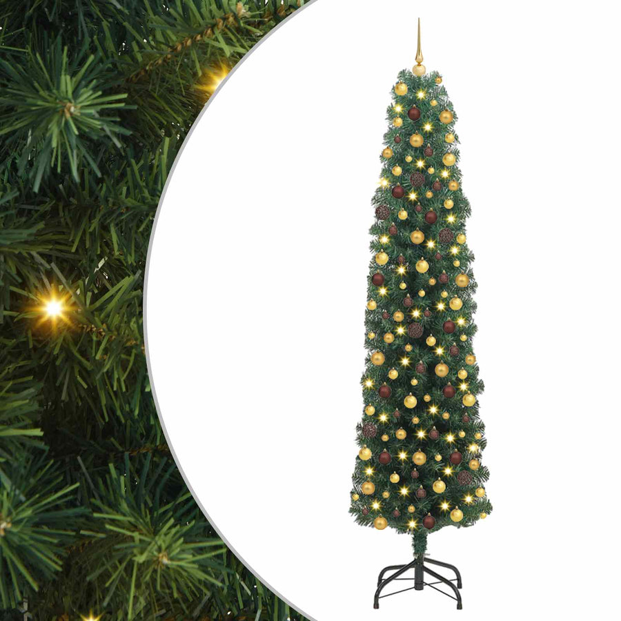Kunstkerstboom Groen 210 cm PVC en Staal en Kunststof