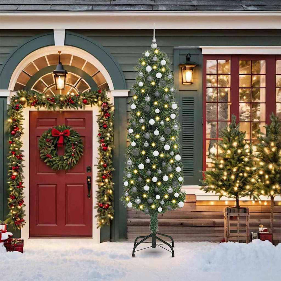 Kunstkerstboom Groen 210 cm PVC en Staal en Kunststof