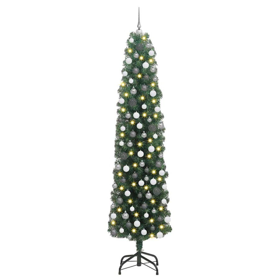 Kunstkerstboom Groen 210 cm PVC en Staal en Kunststof