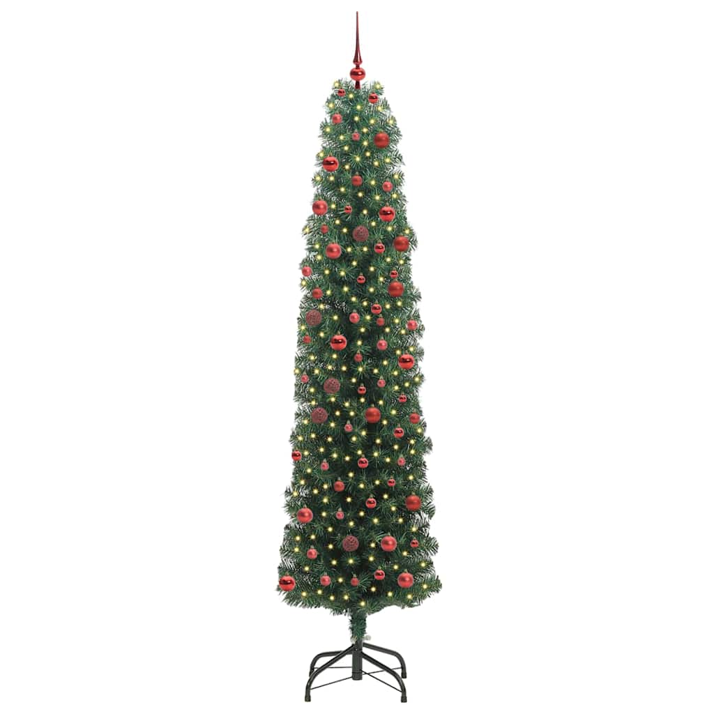 Kunstkerstboom Groen 210 cm PVC en Staal en Kunststof