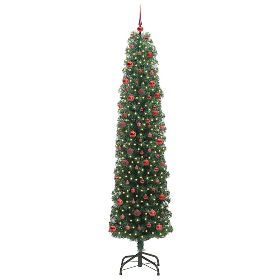 Kunstkerstboom Groen 210 cm PVC en Staal en Kunststof