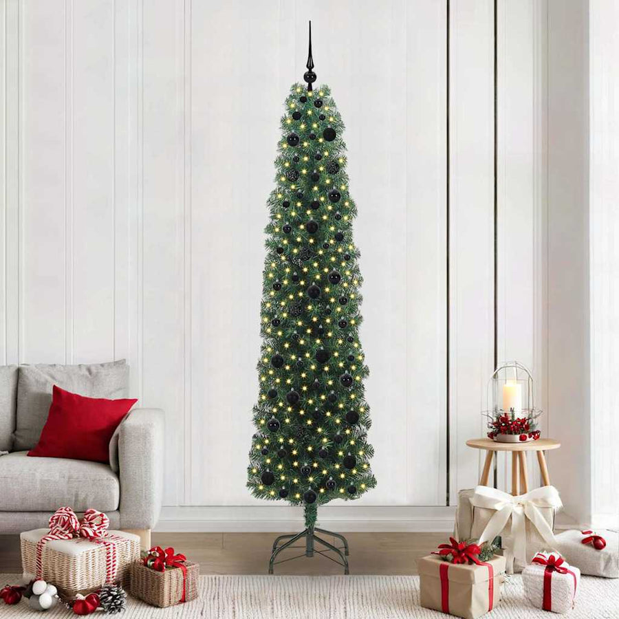 Kunstkerstboom Groen 210 cm PVC en Staal en Kunststof