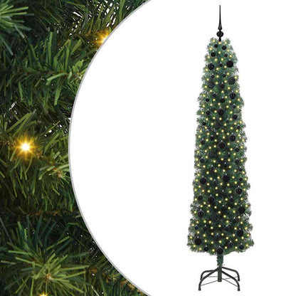 Kunstkerstboom Groen 210 cm PVC en Staal en Kunststof