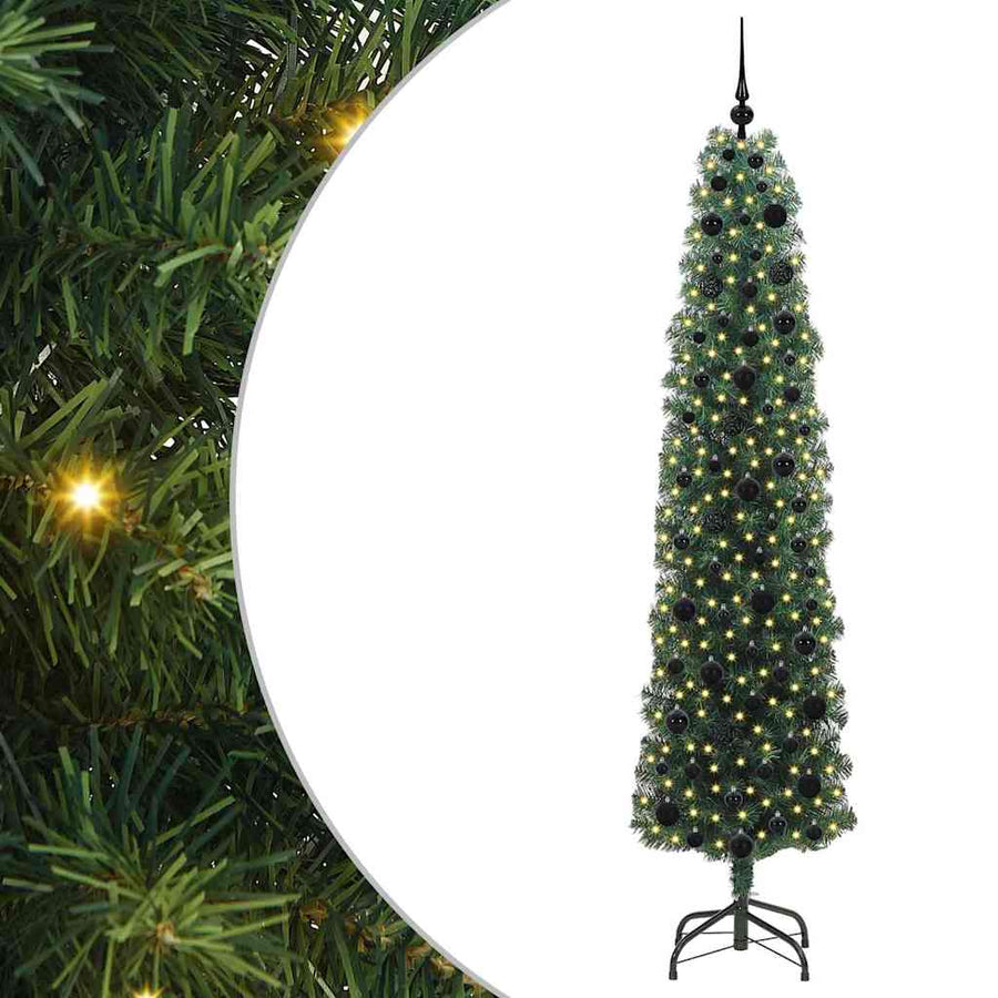 Kunstkerstboom Groen 210 cm PVC en Staal en Kunststof