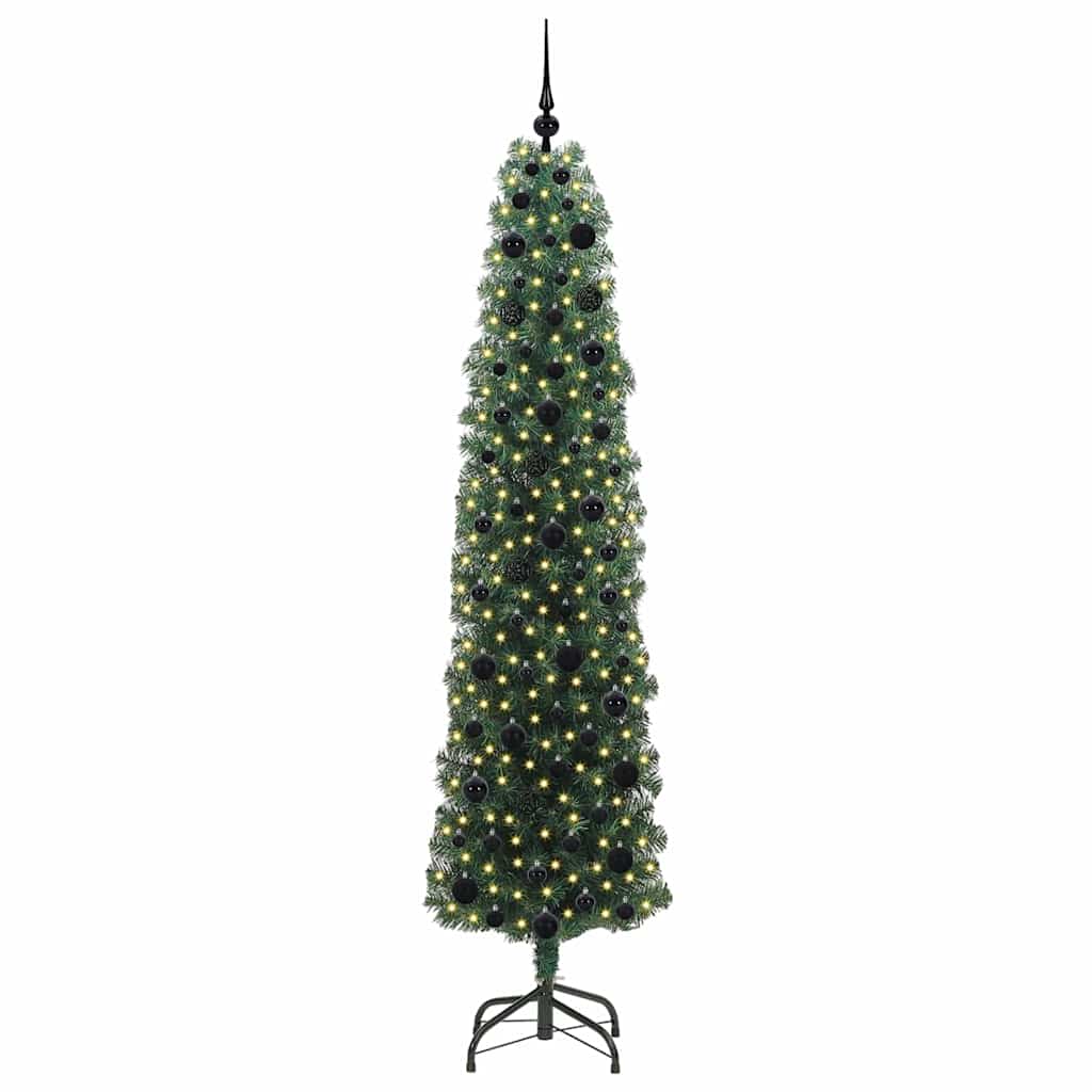 Kunstkerstboom Groen 210 cm PVC en Staal en Kunststof