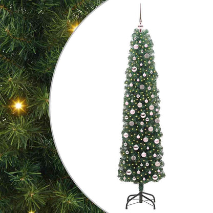 Kunstkerstboom Groen 210 cm PVC en Staal en Kunststof