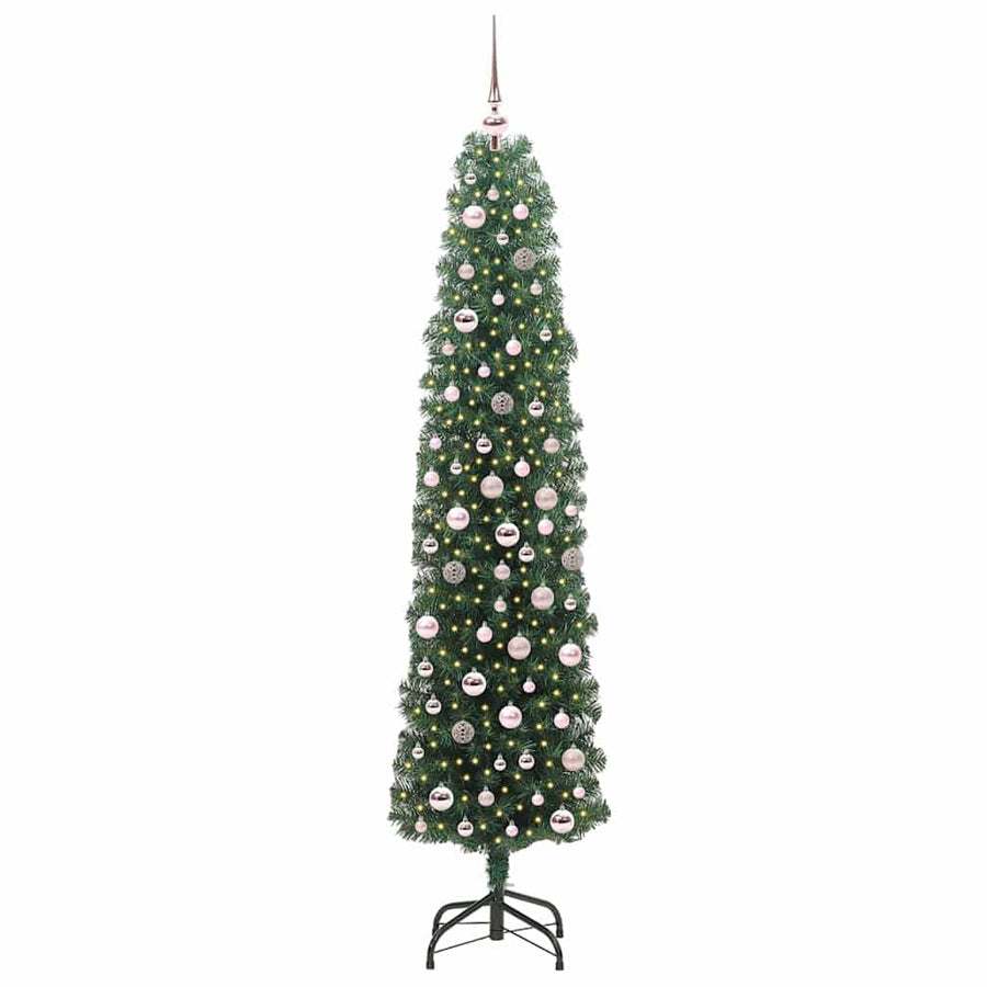 Kunstkerstboom Groen 210 cm PVC en Staal en Kunststof