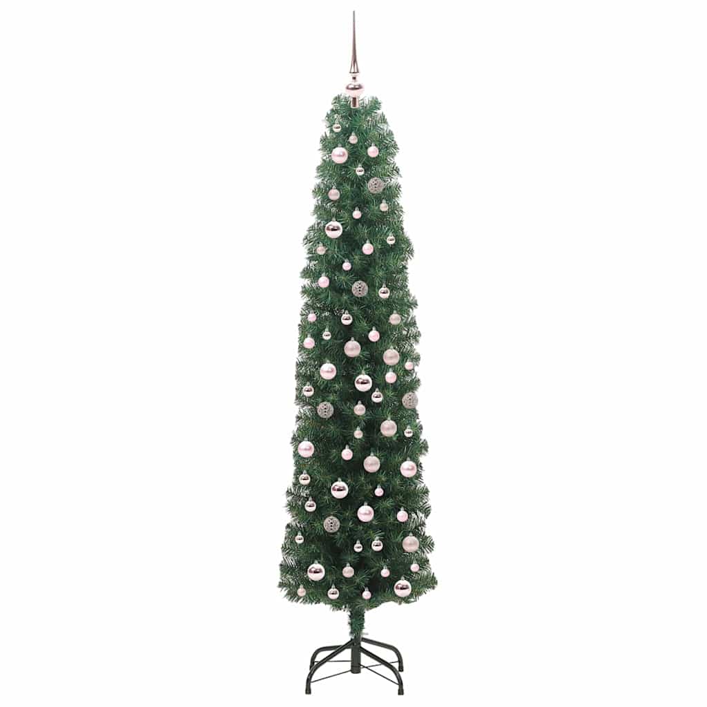 Kunstkerstboom Groen 210 cm PVC en Staal en Kunststof
