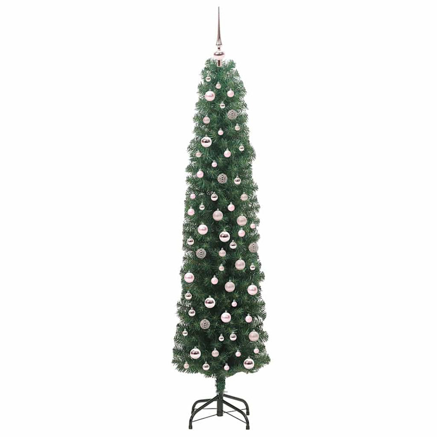Kunstkerstboom Groen 210 cm PVC en Staal en Kunststof