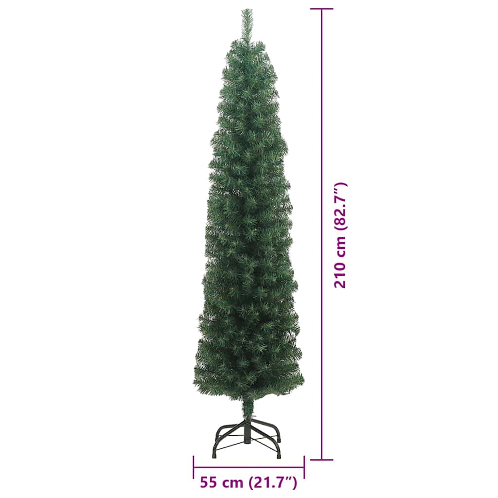 Kunstkerstboom Groen 210 cm PVC en Staal en Kunststof
