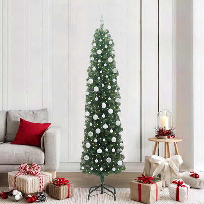 Kunstkerstboom Groen 210 cm PVC en Staal en Kunststof