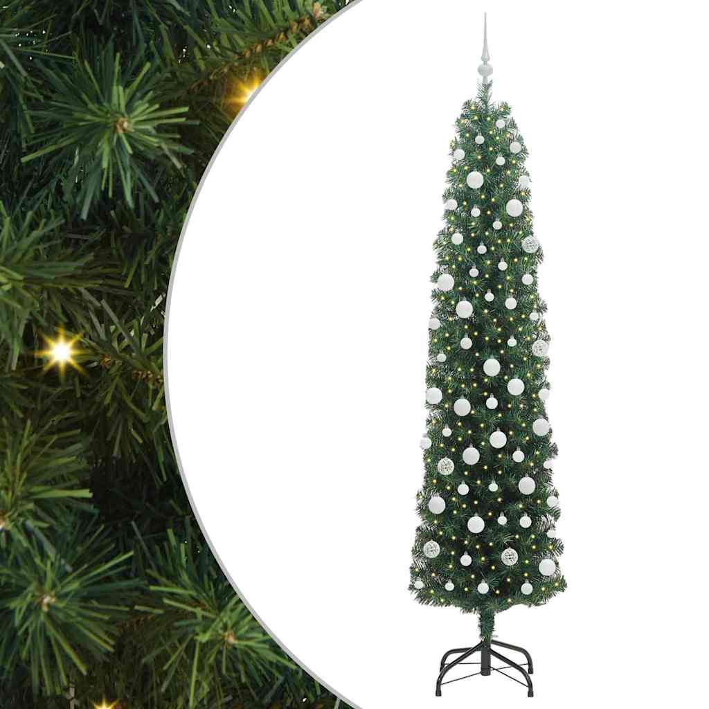 Kunstkerstboom Groen 210 cm PVC en Staal en Kunststof