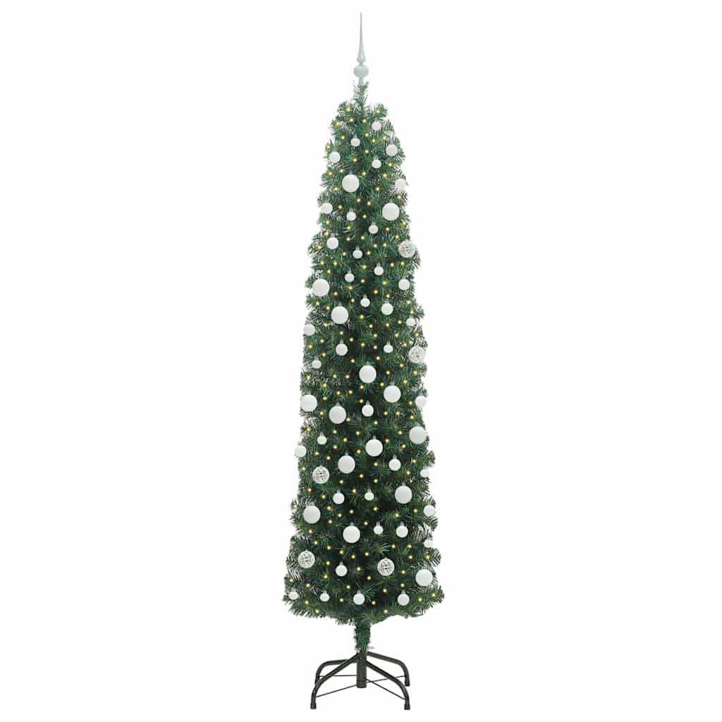 Kunstkerstboom Groen 210 cm PVC en Staal en Kunststof