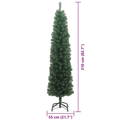 Kunstkerstboom Groen 210 cm PVC en Staal en Kunststof