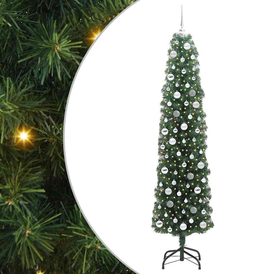 Kunstkerstboom Groen 210 cm PVC en Staal en Kunststof