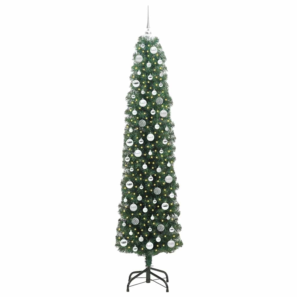 Kunstkerstboom Groen 210 cm PVC en Staal en Kunststof