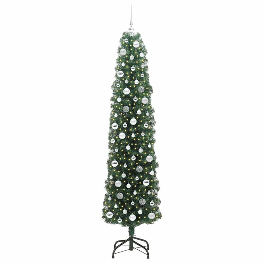 Kunstkerstboom Groen 210 cm PVC en Staal en Kunststof