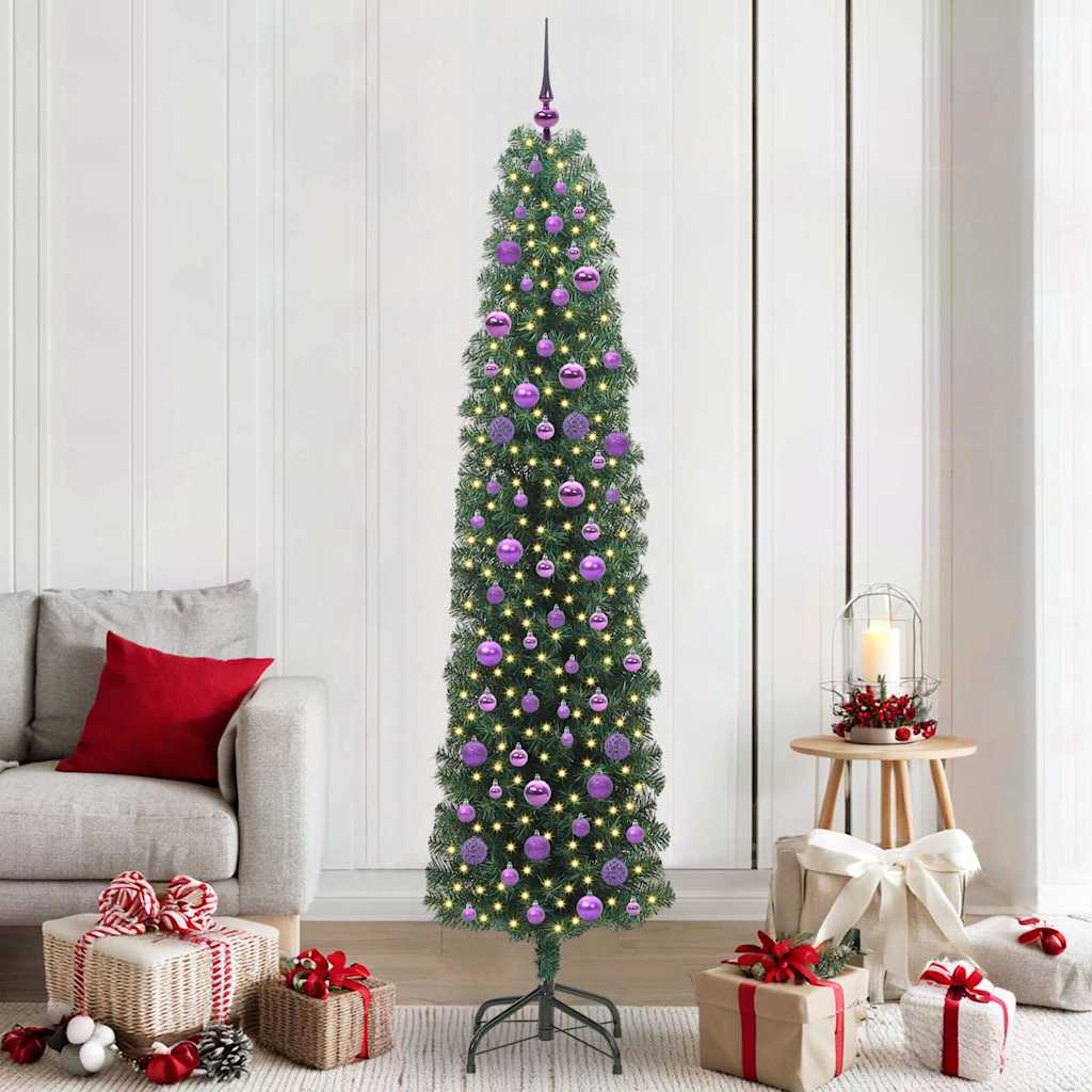 Kunstkerstboom Groen 210 cm PVC en Staal en Kunststof
