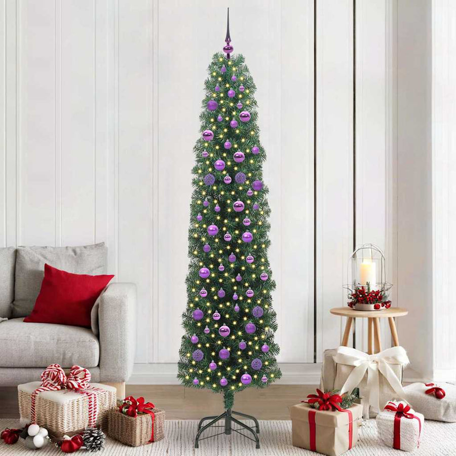 Kunstkerstboom Groen 210 cm PVC en Staal en Kunststof