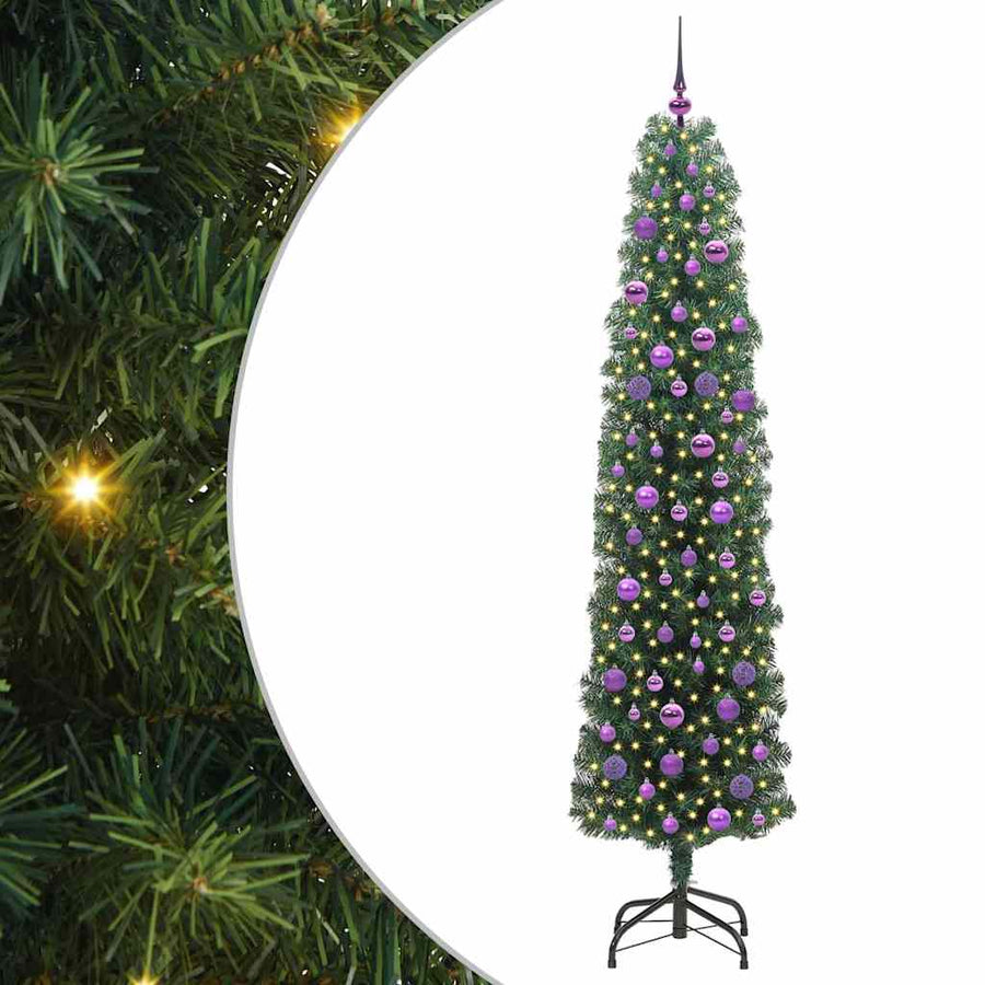 Kunstkerstboom Groen 210 cm PVC en Staal en Kunststof