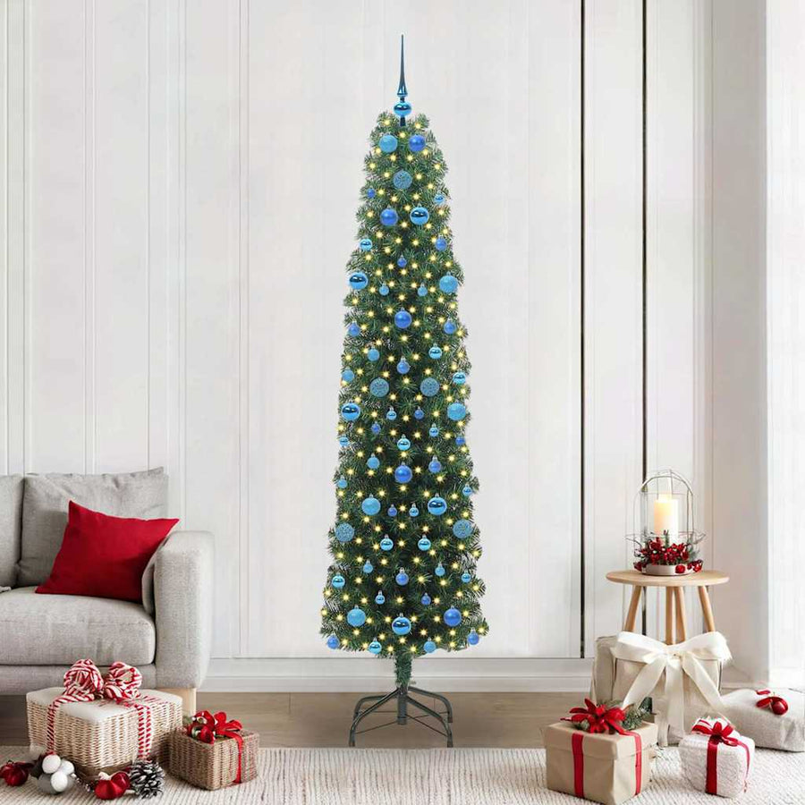 Kunstkerstboom Groen 210 cm PVC en Staal en Kunststof