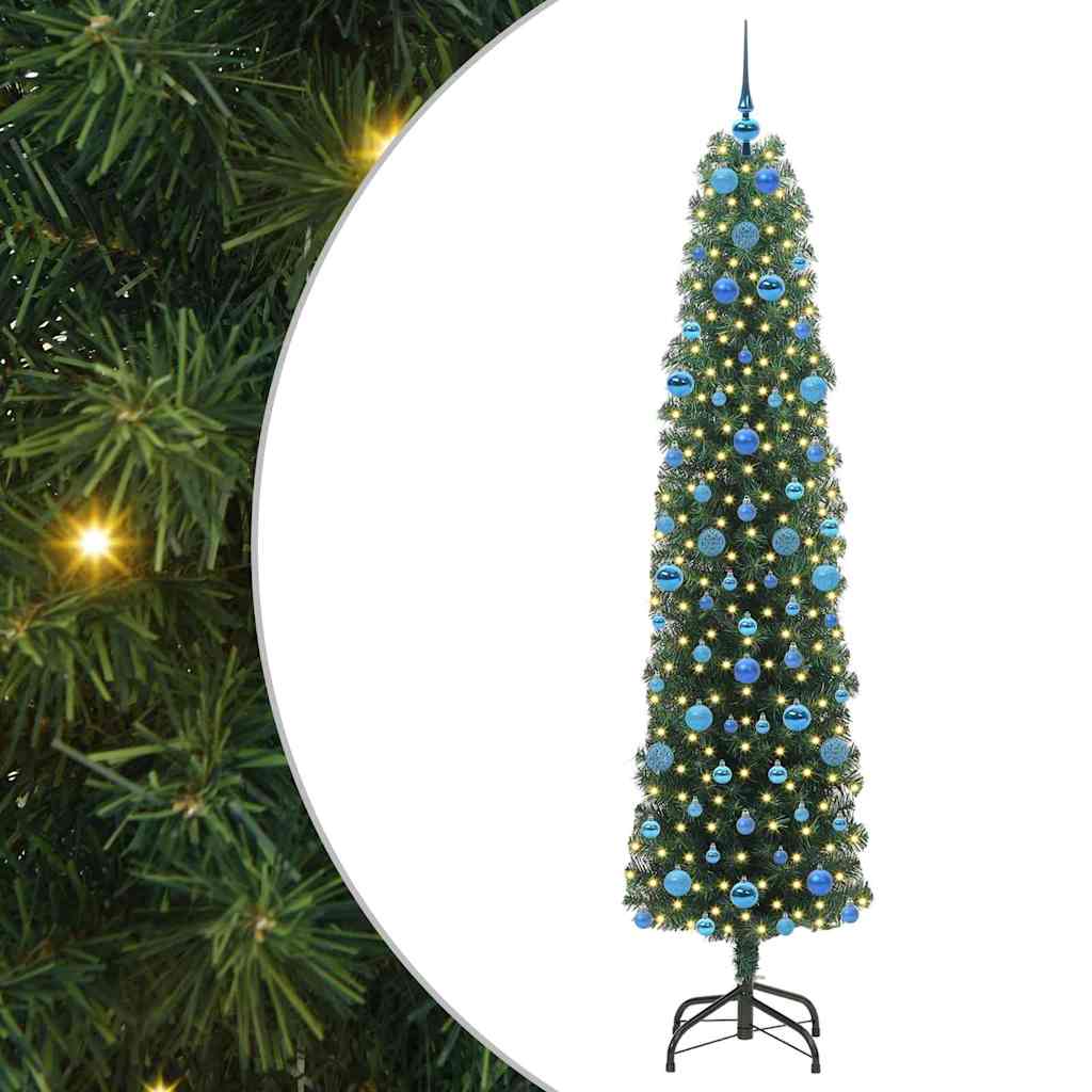 Kunstkerstboom Groen 210 cm PVC en Staal en Kunststof