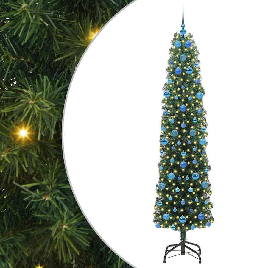Kunstkerstboom Groen 210 cm PVC en Staal en Kunststof