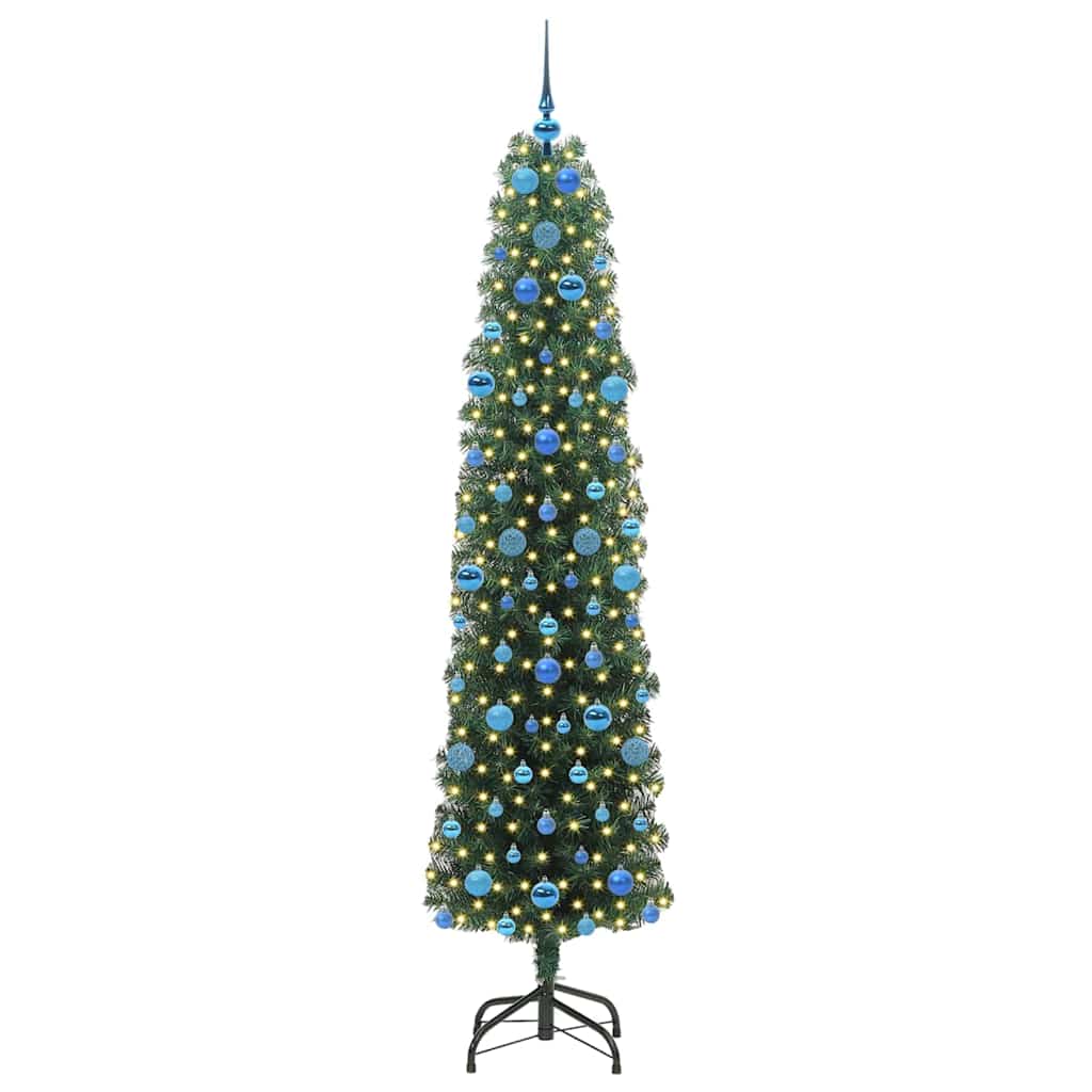 Kunstkerstboom Groen 210 cm PVC en Staal en Kunststof