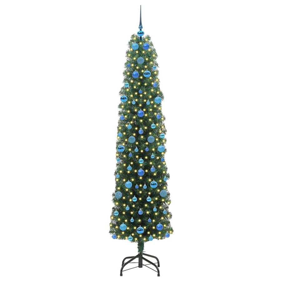 Kunstkerstboom Groen 210 cm PVC en Staal en Kunststof