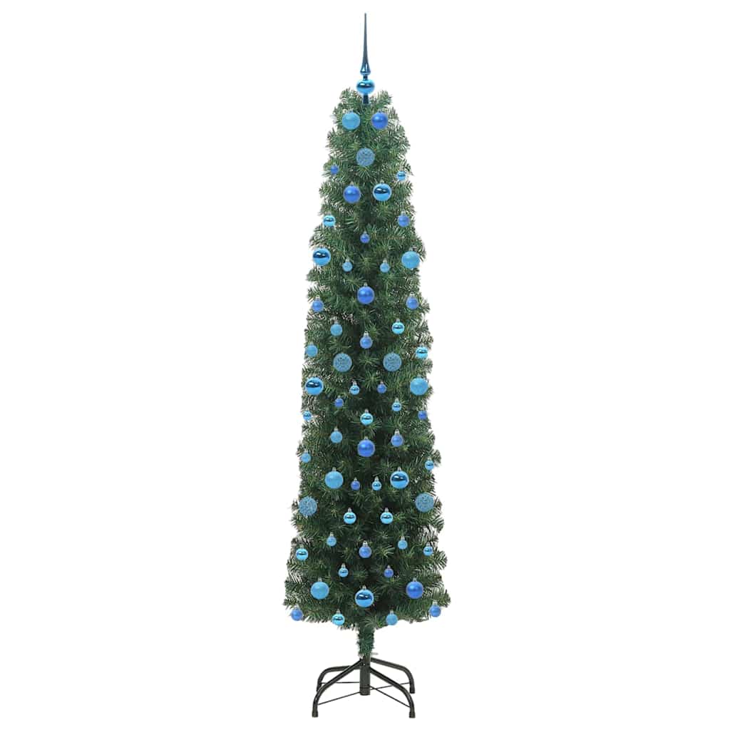 Kunstkerstboom Groen 210 cm PVC en Staal en Kunststof