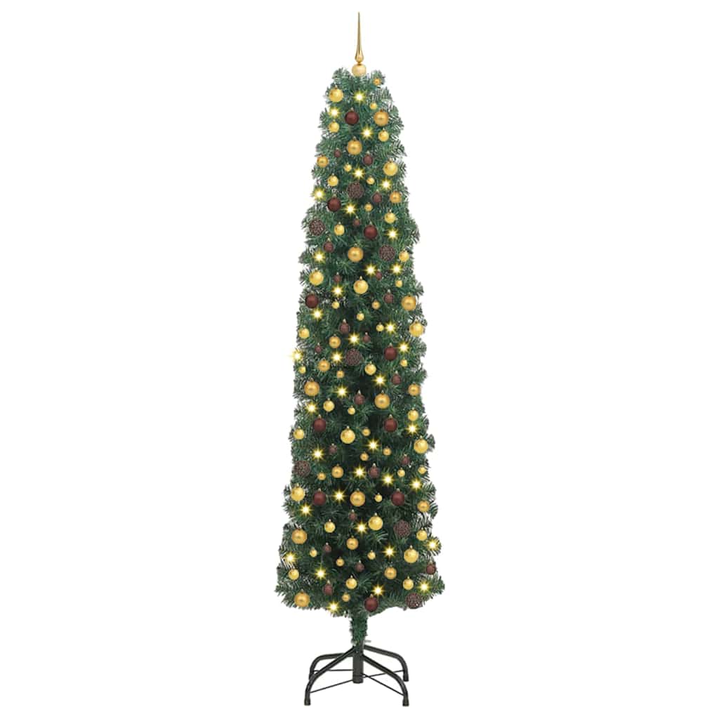 Kunstkerstboom Groen 240 cm PVC en Staal en Kunststof