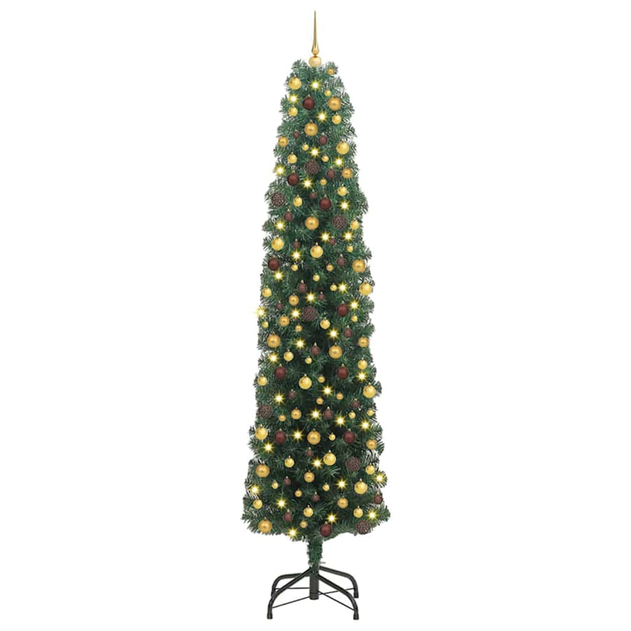 Kunstkerstboom Groen 240 cm PVC en Staal en Kunststof
