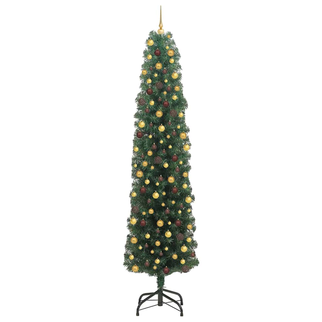 Kunstkerstboom Groen 240 cm PVC en Staal en Kunststof