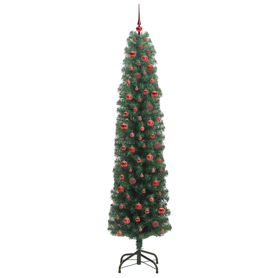 Kunstkerstboom Groen 240 cm PVC en Staal en Kunststof