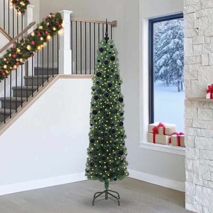 Kunstkerstboom Groen 240 cm PVC en Staal en Kunststof