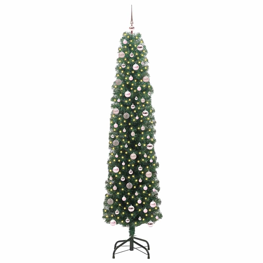 Kunstkerstboom Groen 240 cm PVC en Staal en Kunststof