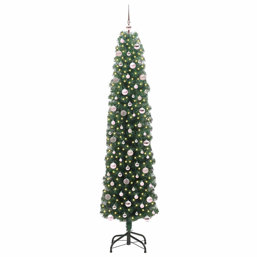 Kunstkerstboom Groen 240 cm PVC en Staal en Kunststof