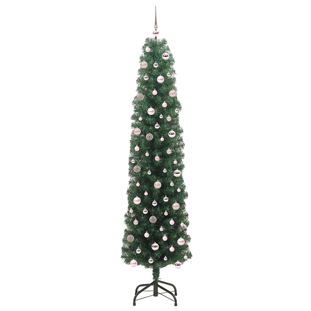 Kunstkerstboom Groen 240 cm PVC en Staal en Kunststof