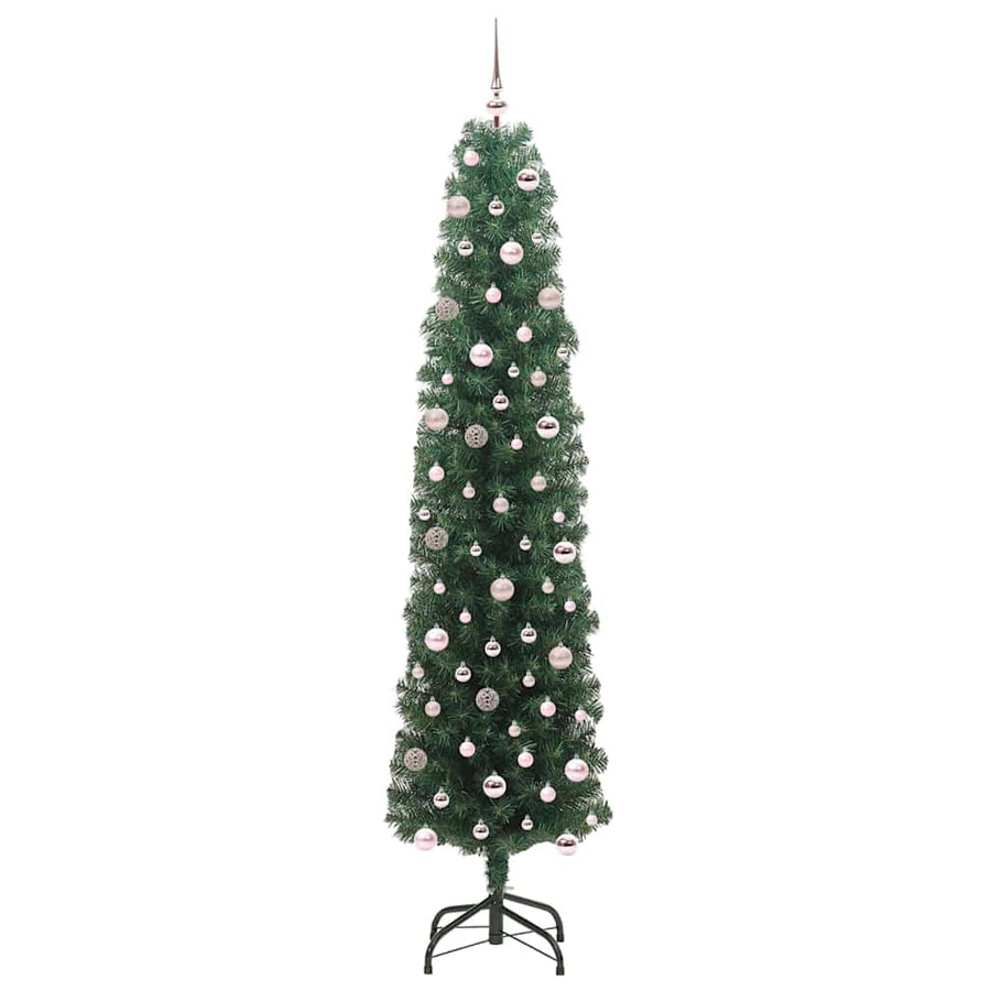 Kunstkerstboom Groen 240 cm PVC en Staal en Kunststof