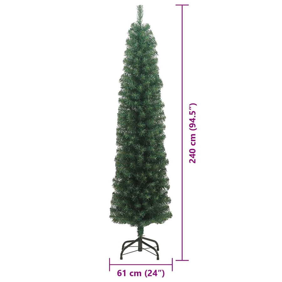 Kunstkerstboom Groen 240 cm PVC en Staal en Kunststof
