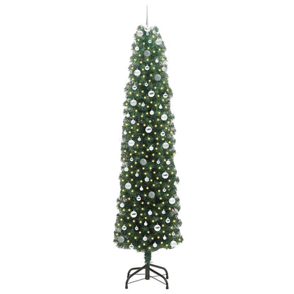 Kunstkerstboom Groen 240 cm PVC en Staal en Kunststof