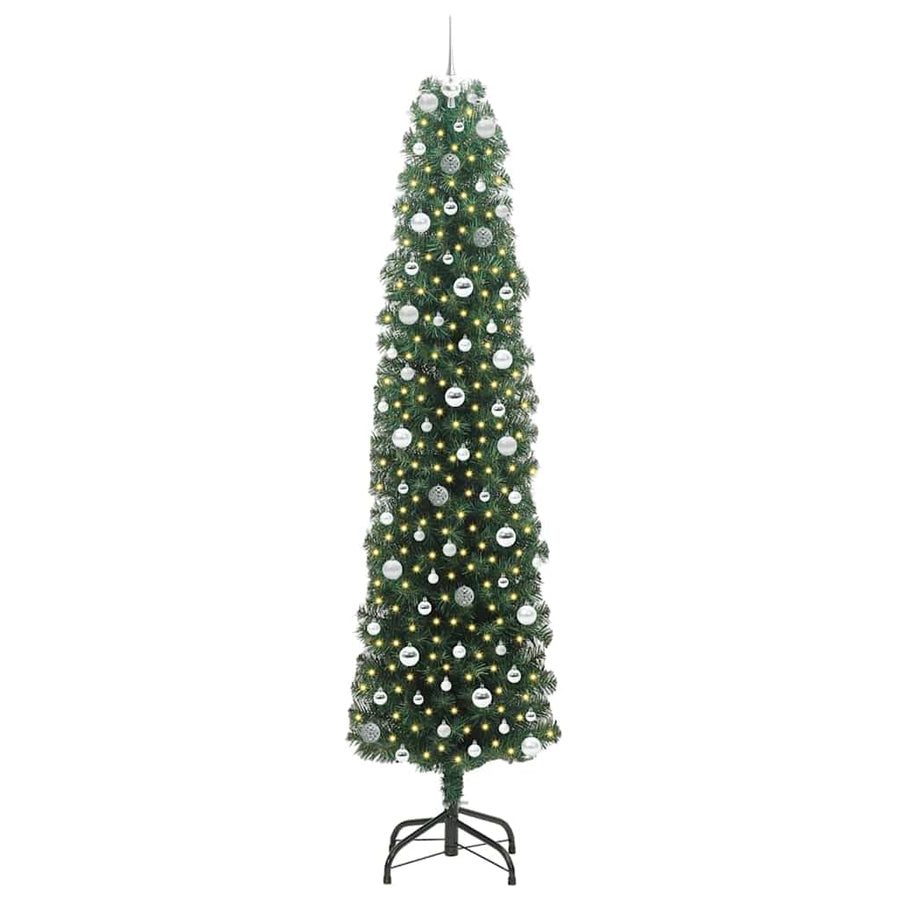 Kunstkerstboom Groen 240 cm PVC en Staal en Kunststof
