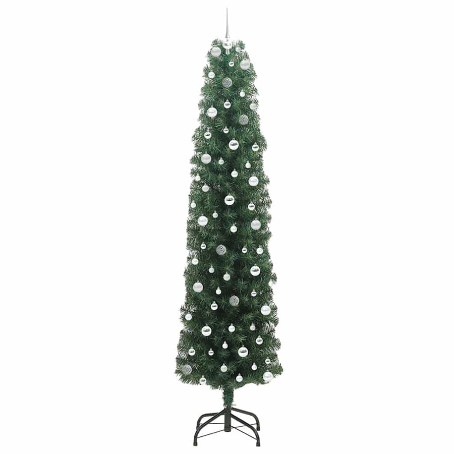Kunstkerstboom Groen 240 cm PVC en Staal en Kunststof