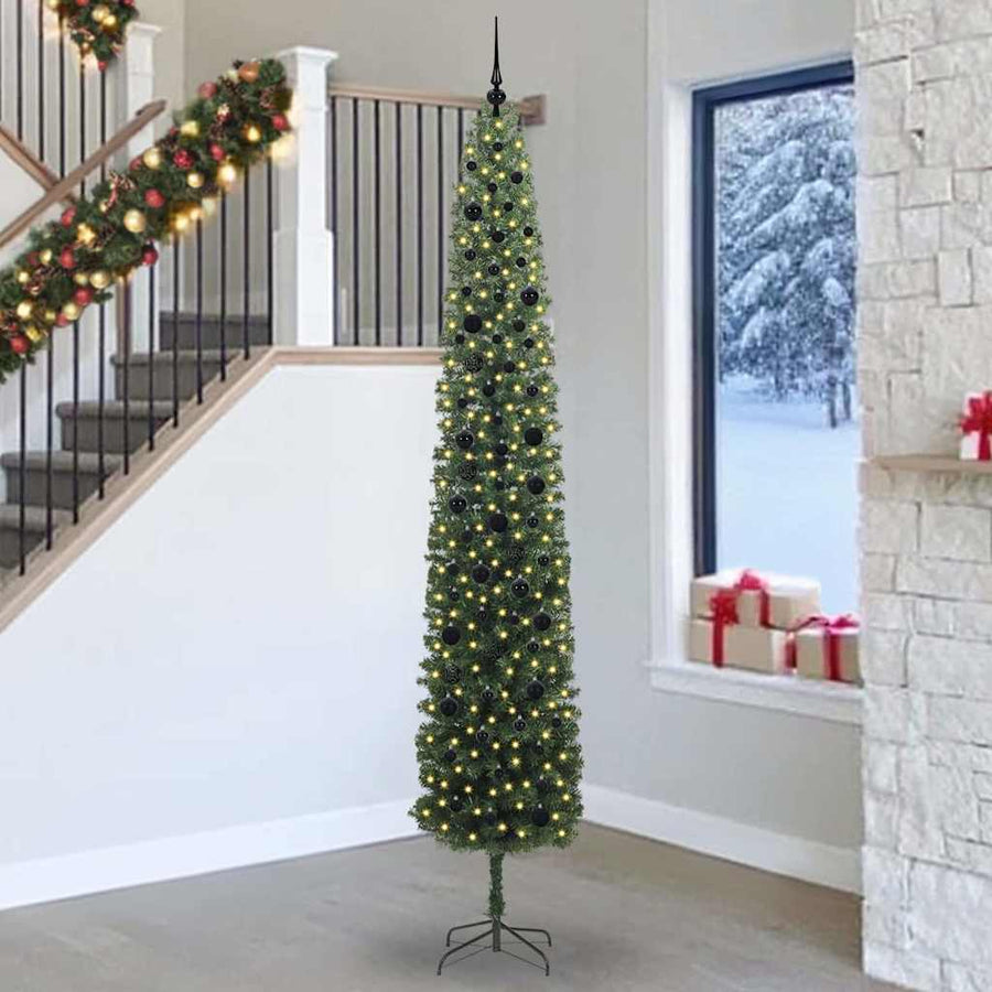 Kunstkerstboom Groen 270 cm PVC en Staal en Kunststof