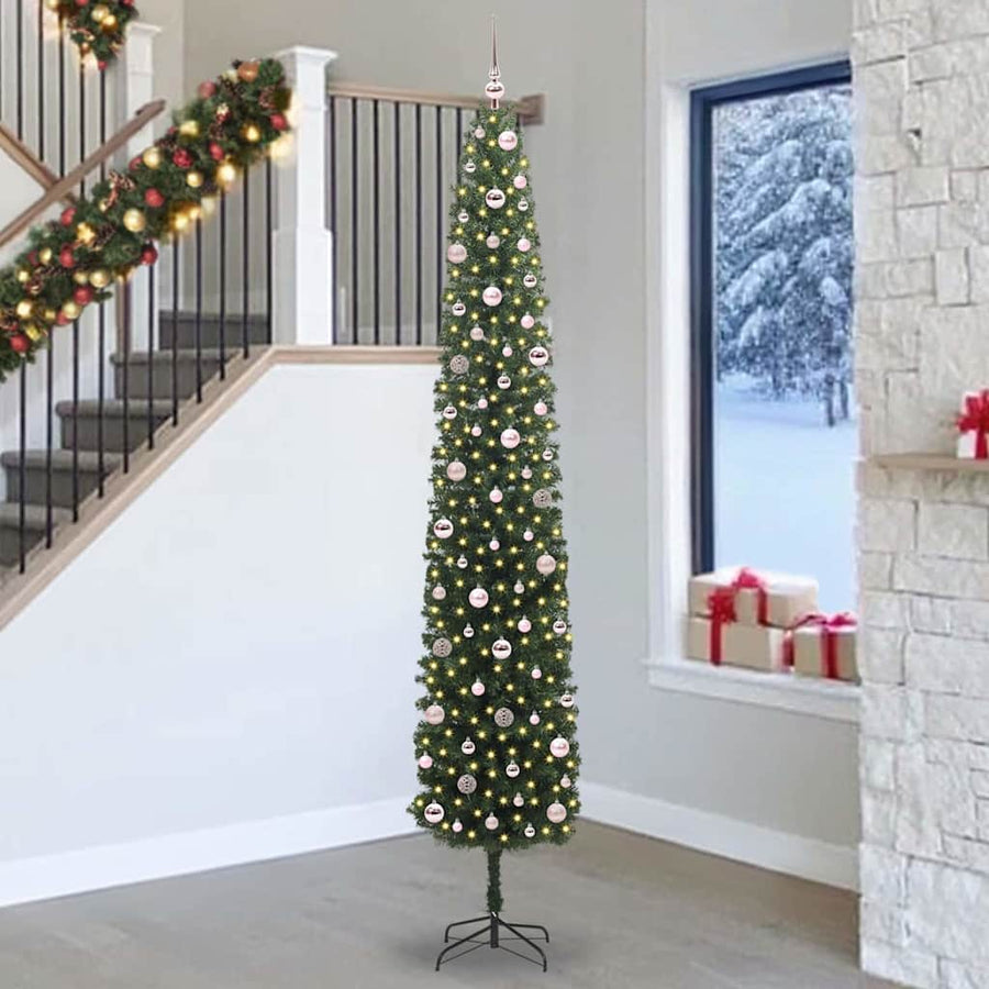 Kunstkerstboom Groen 270 cm PVC en Staal en Kunststof