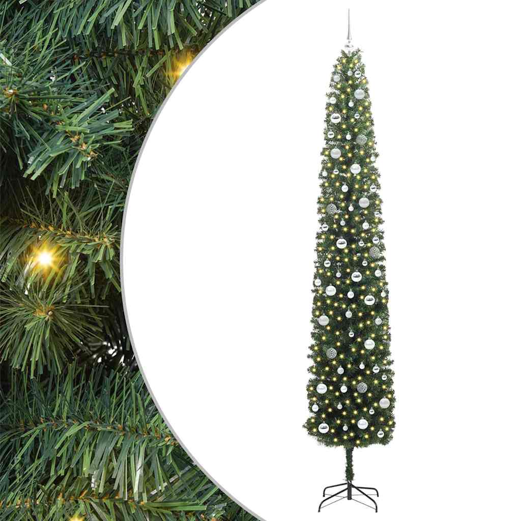 Kunstkerstboom Groen 270 cm PVC en Staal en Kunststof