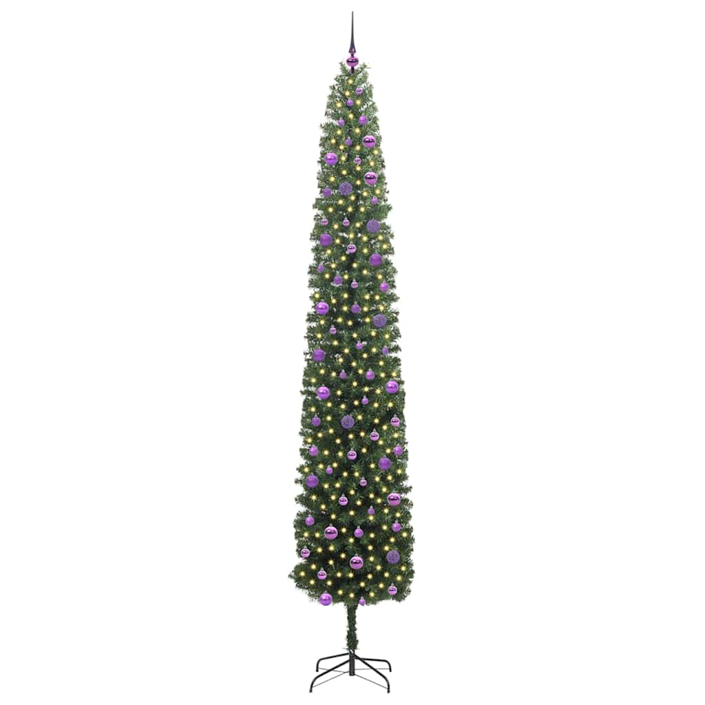 Kunstkerstboom Groen 270 cm PVC en Staal en Kunststof