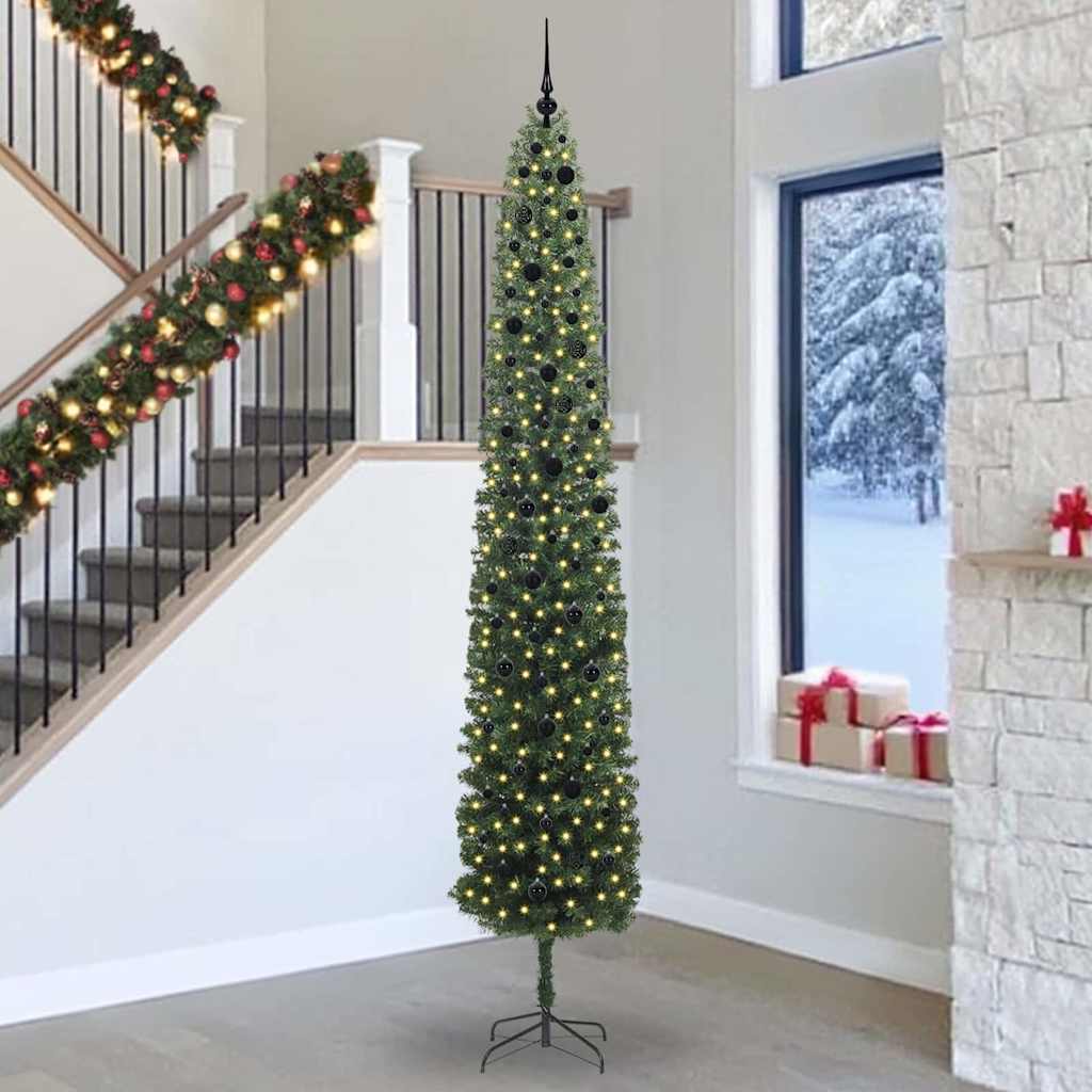 Kunstkerstboom Groen 300 cm PVC en Staal en Kunststof