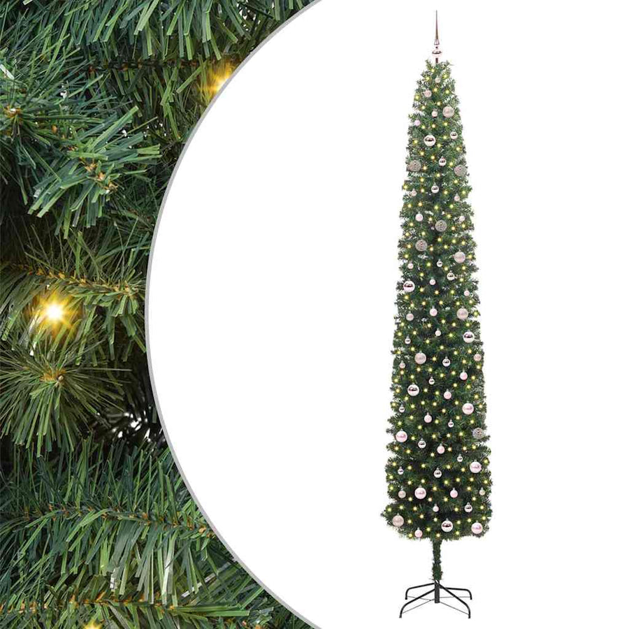 Kunstkerstboom Groen 300 cm PVC en Staal en Kunststof