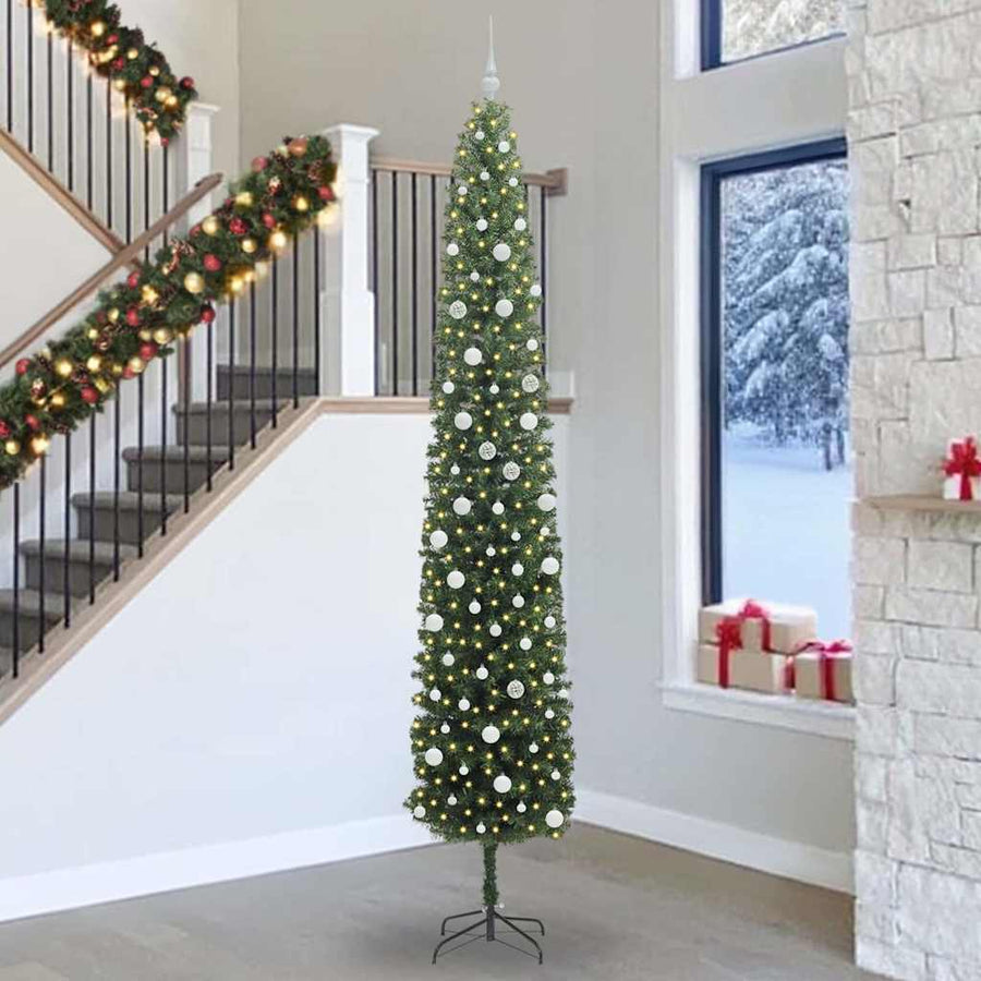 Kunstkerstboom Groen 300 cm PVC en Staal en Kunststof